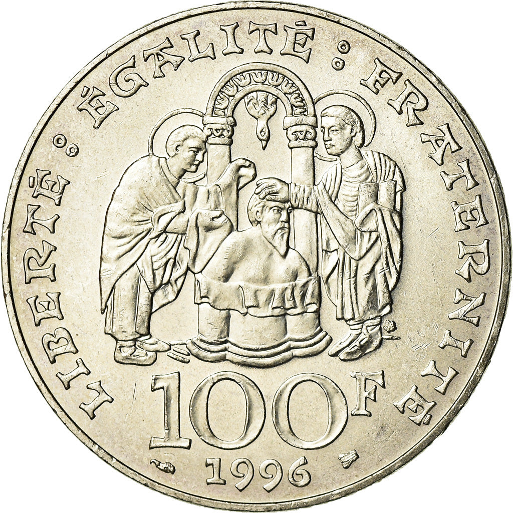 Coin, France, Clovis, 100 Francs, 1996, AU(55-58), Silver, KM:1180, Gadoury:953