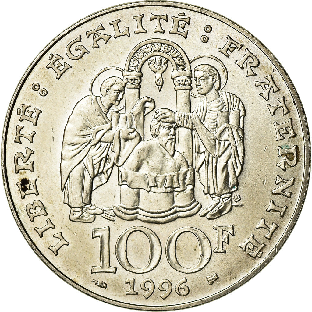 Coin, France, Clovis, 100 Francs, 1996, AU(55-58), Silver, KM:1180, Gadoury:953