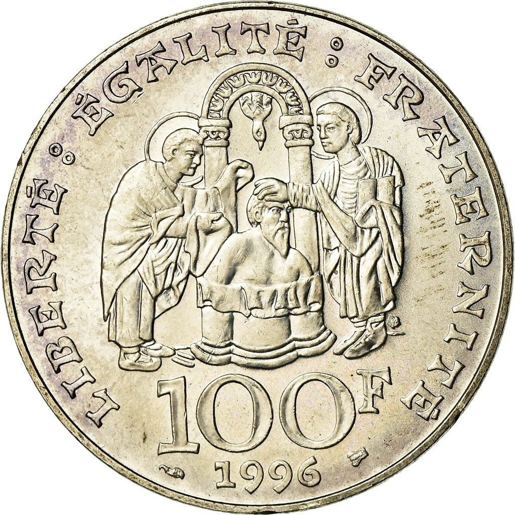 Coin, France, Clovis, 100 Francs, 1996, AU(55-58), Silver, KM:1180, Gadoury:953