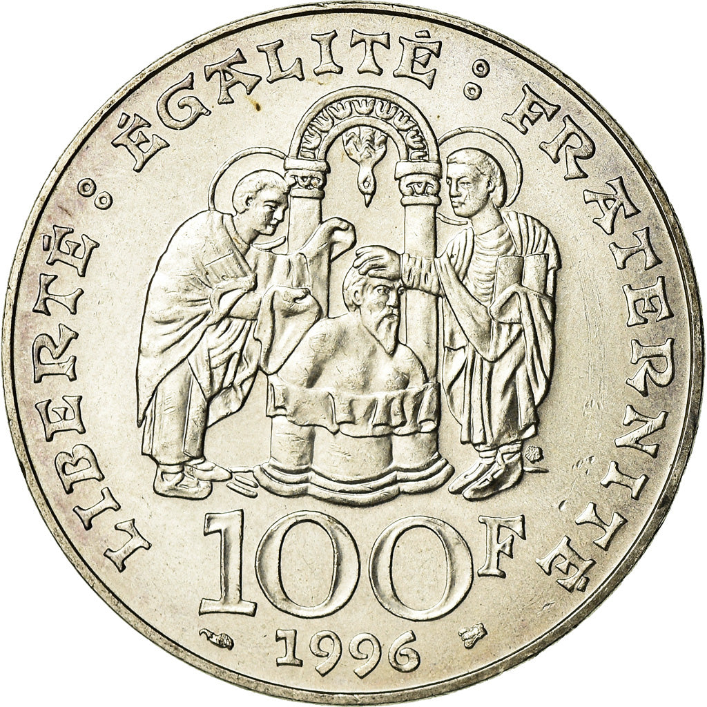 Coin, France, Clovis, 100 Francs, 1996, AU(55-58), Silver, KM:1180, Gadoury:953