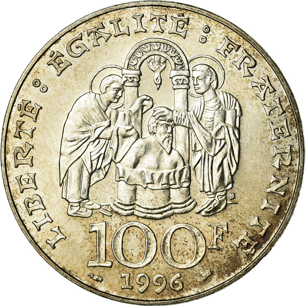 Coin, France, Clovis, 100 Francs, 1996, AU(55-58), Silver, KM:1180, Gadoury:953