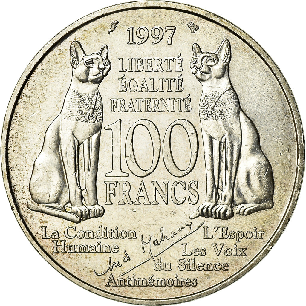 Coin, France, André Malraux, 100 Francs, 1997, AU(55-58), Silver, KM:1188