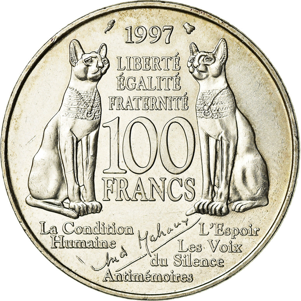Coin, France, André Malraux, 100 Francs, 1997, AU(55-58), Silver, KM:1188