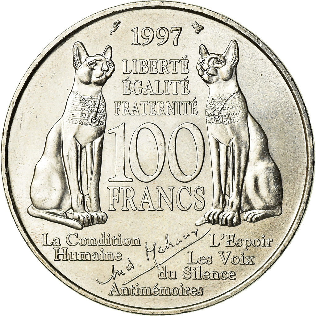 Coin, France, André Malraux, 100 Francs, 1997, AU(55-58), Silver, KM:1188