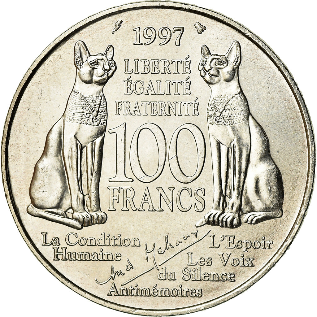 Coin, France, André Malraux, 100 Francs, 1997, AU(55-58), Silver, KM:1188