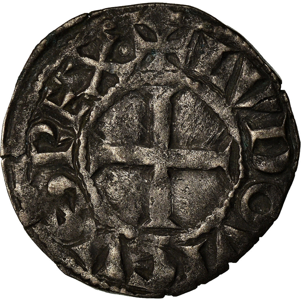 Moneda, Francia, Louis VIII-IX, Denier Tournois, BC+, Vellón, Duplessy:188