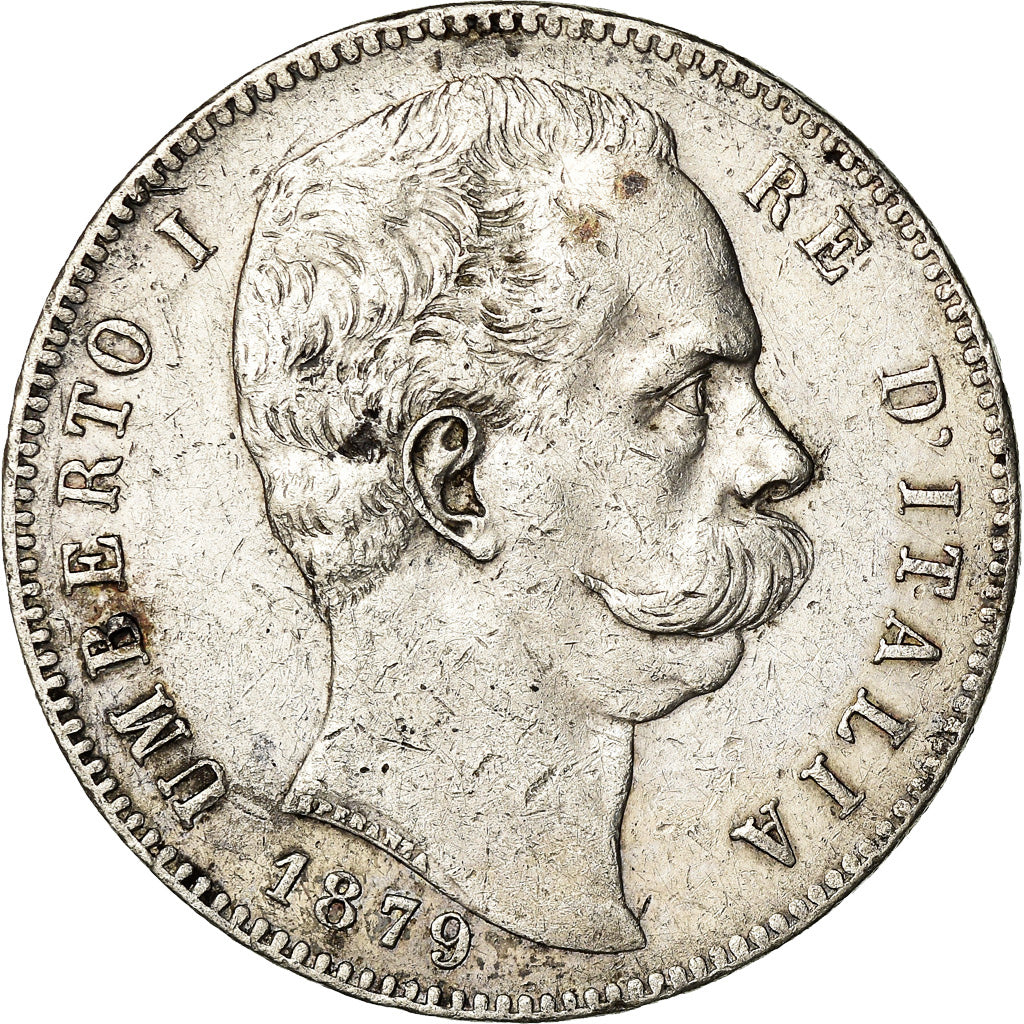 Coin, Italy, Umberto I, 5 Lire, 1879, Rome, VF(30-35), Silver, KM:20