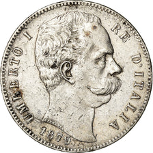Coin, Italy, Umberto I, 5 Lire, 1879, Rome, VF(30-35), Silver, KM:20