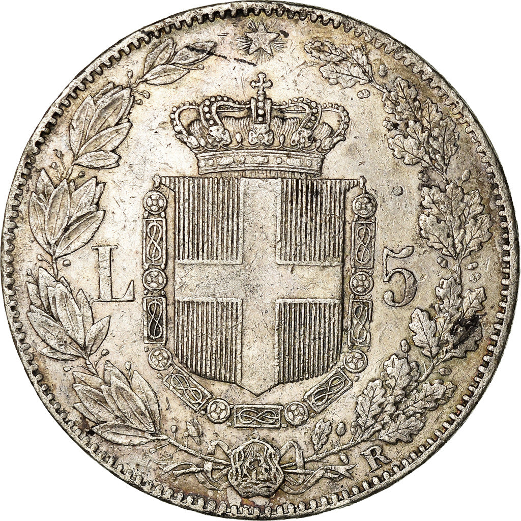 Coin, Italy, Umberto I, 5 Lire, 1879, Rome, VF(30-35), Silver, KM:20