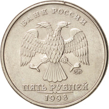 Coin, Russia, 5 Roubles, 1998, Moscow, MS(63), Copper-Nickel Clad Copper, KM:606
