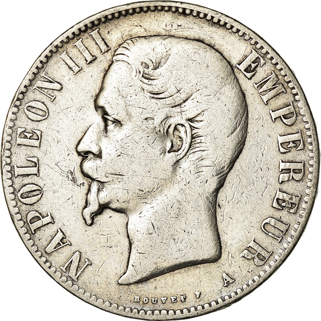 Moneta, Francja, Napoleon III, Napoléon III, 5 Francs, 1855, Paris, VF(30-35)