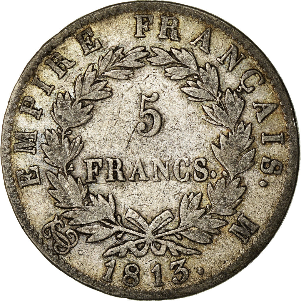 Moneta, Francja, Napoléon I, 5 Francs, 1813, Toulouse, VF(20-25), Srebro