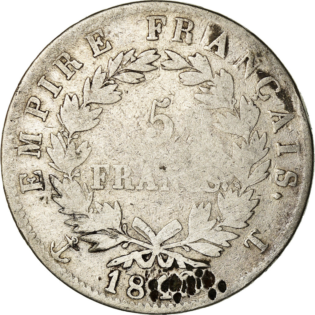 Moneda, Francia, Napoléon I, 5 Francs, 1812, Nantes, BC, Plata, KM:694.14