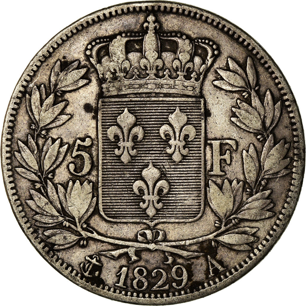 Coin, France, Charles X, 5 Francs, 1829, Paris, VF(30-35), Silver, KM:728.1