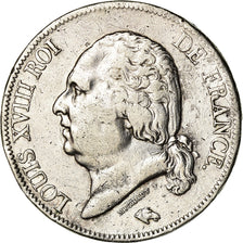 Moneda, Francia, Louis XVIII, Louis XVIII, 5 Francs, 1818, Rouen, BC+, Plata