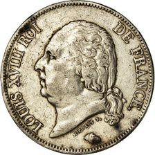 Moneta, Francia, Louis XVIII, Louis XVIII, 5 Francs, 1822, Paris, MB+, Argento