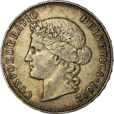 Coin, Switzerland, 5 Francs, 1892, Bern, EF(40-45), Silver, KM:34