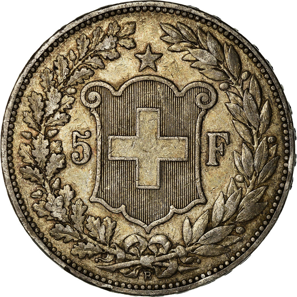 Coin, Switzerland, 5 Francs, 1892, Bern, EF(40-45), Silver, KM:34