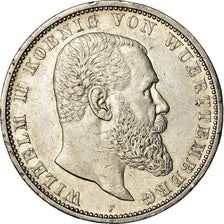 Coin, German States, WURTTEMBERG, Wilhelm II, 5 Mark, 1908, Freudenstadt