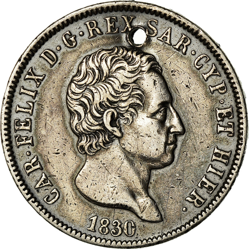 Coin, ITALIAN STATES, SARDINIA, Carlo Felice, 5 Lire, 1830, Torino, EF(40-45)