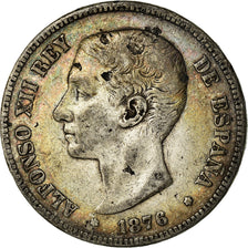 Coin, Spain, Alfonso XII, 5 Pesetas, 1876, Madrid, VF(20-25), Silver, KM:671