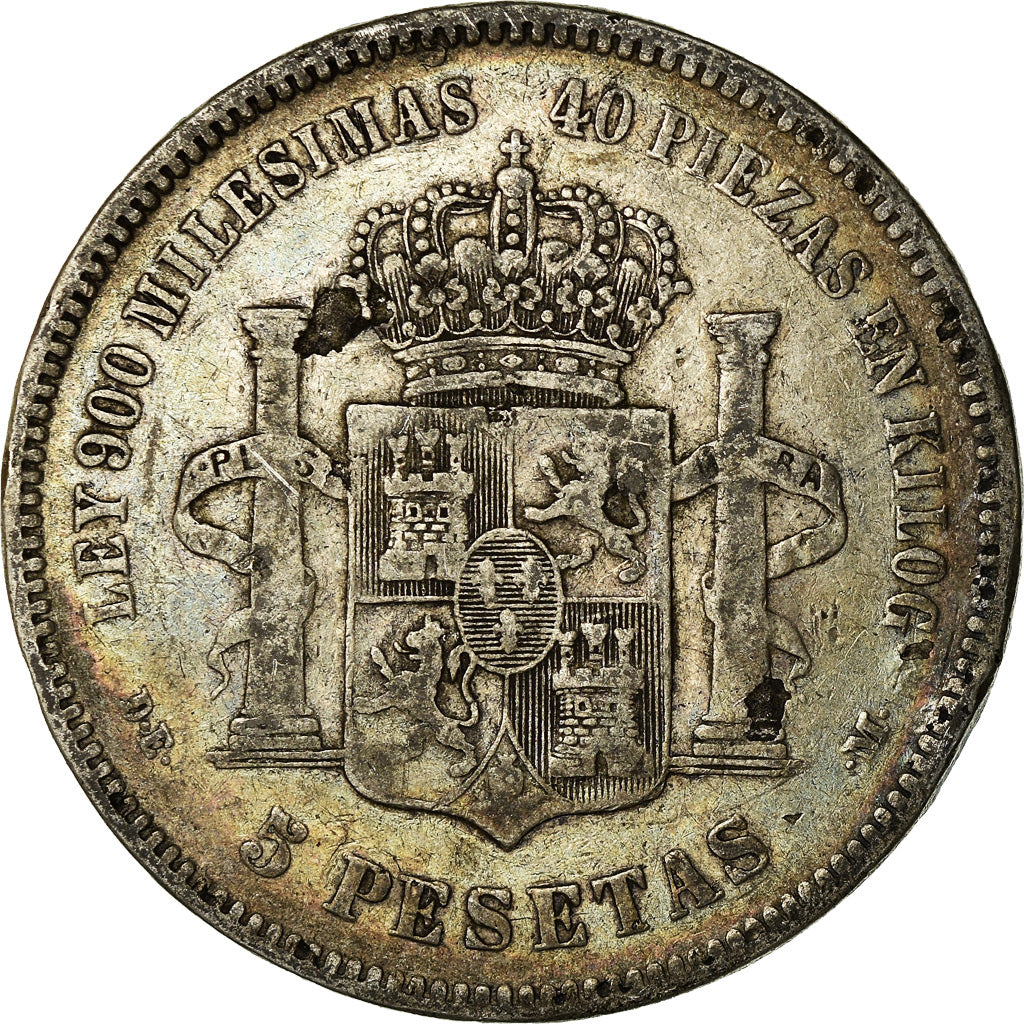 Coin, Spain, Alfonso XII, 5 Pesetas, 1876, Madrid, VF(20-25), Silver, KM:671