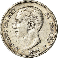 Coin, Spain, Alfonso XII, 5 Pesetas, 1876, Madrid, EF(40-45), Silver, KM:671