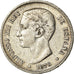 Coin, Spain, Alfonso XII, 5 Pesetas, 1876, Madrid, EF(40-45), Silver, KM:671