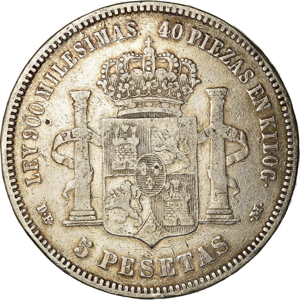 Coin, Spain, Alfonso XII, 5 Pesetas, 1876, Madrid, EF(40-45), Silver, KM:671