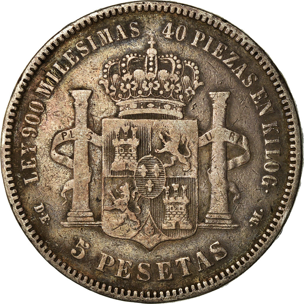Coin, Spain, Alfonso XII, 5 Pesetas, 1875, Madrid, VF(30-35), Silver, KM:671