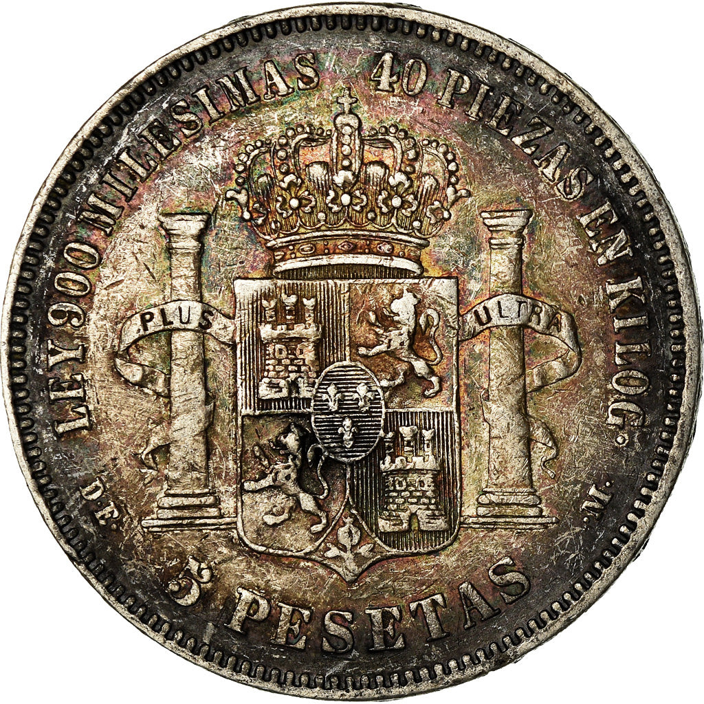 Coin, Spain, Alfonso XII, 5 Pesetas, 1875, Madrid, VF(30-35), Silver, KM:671