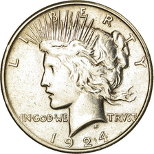 Coin, United States, Peace Dollar, Dollar, 1924, U.S. Mint, Philadelphia