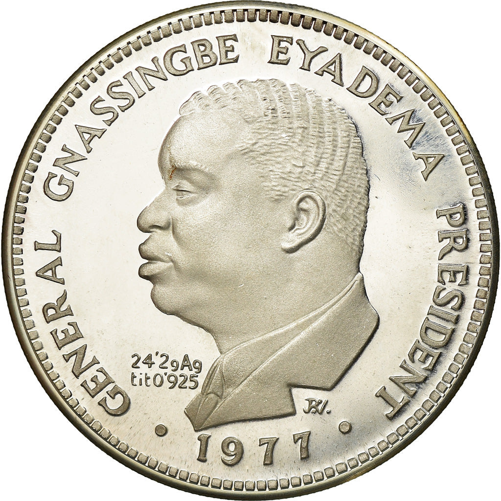 Moneda, Togo, 5000 Francs, 1977, SC, Plata, KM:8