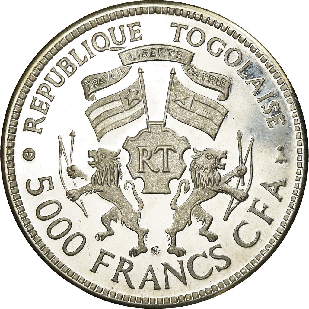 Moneda, Togo, 5000 Francs, 1977, SC, Plata, KM:8