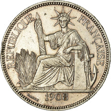 Coin, FRENCH INDO-CHINA, Piastre, 1908, Paris, EF(40-45), Silver, KM:5a.1