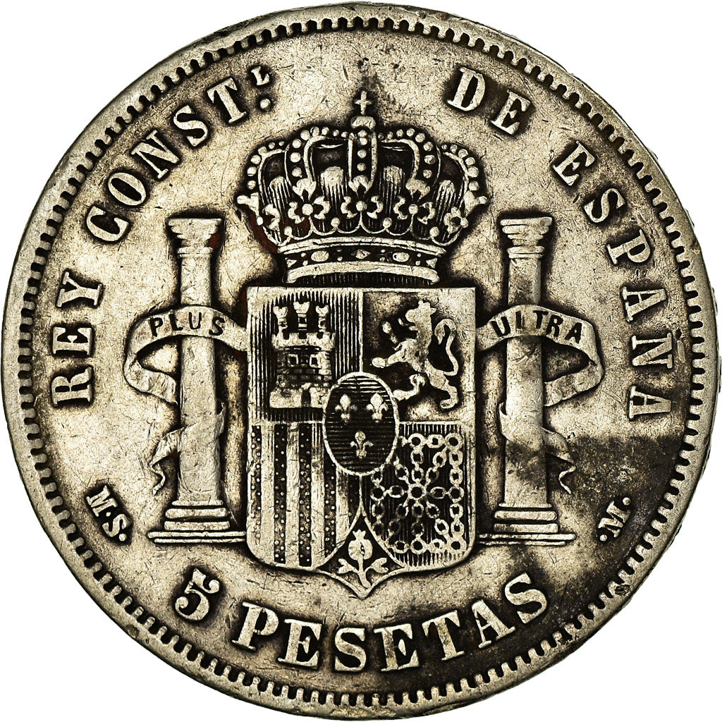 Coin, Spain, Alfonso XII, 5 Pesetas, 1885 (87), Madrid, VF(30-35), Silver