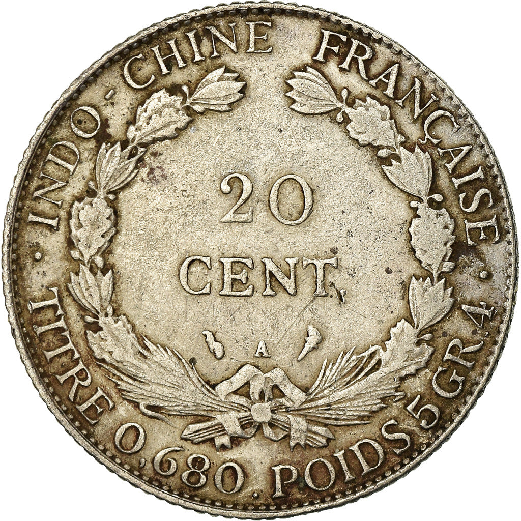 Coin, FRENCH INDO-CHINA, 20 Cents, 1930, Paris, EF(40-45), Silver, KM:17.1