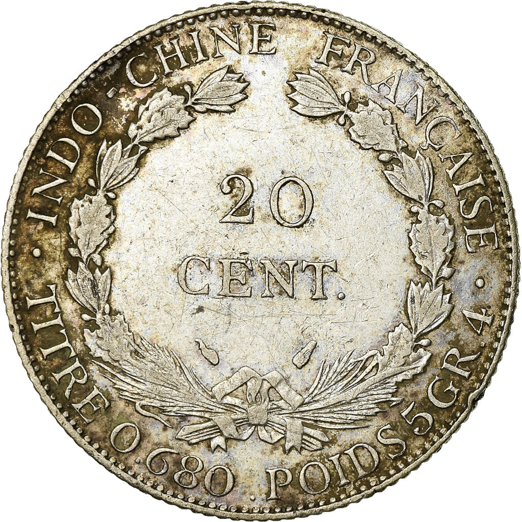 Moneta, FRANCUSKIE INDOCHINY, 20 Cents, 1937, Paris, EF(40-45), Srebro, KM:17.2