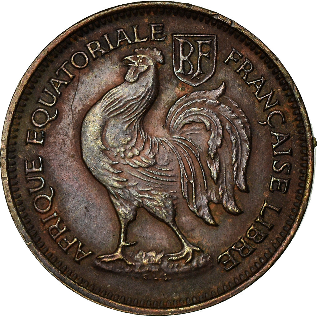 Coin, French Equatorial Africa, 50 Centimes, 1943, Pretoria, EF(40-45), Bronze
