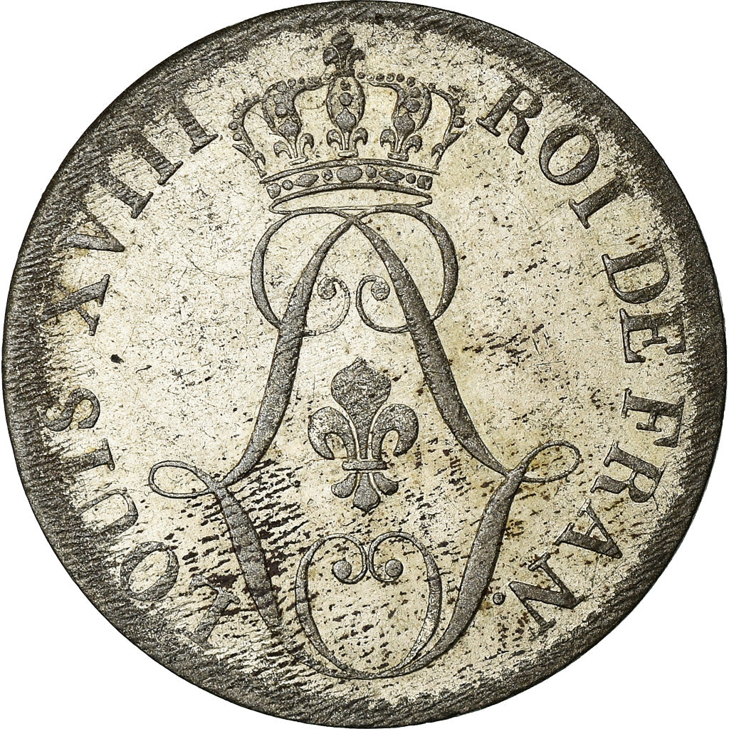 Coin, FRENCH GUIANA, 10 Centimes, 1818, Paris, AU(55-58), Billon, KM:A1