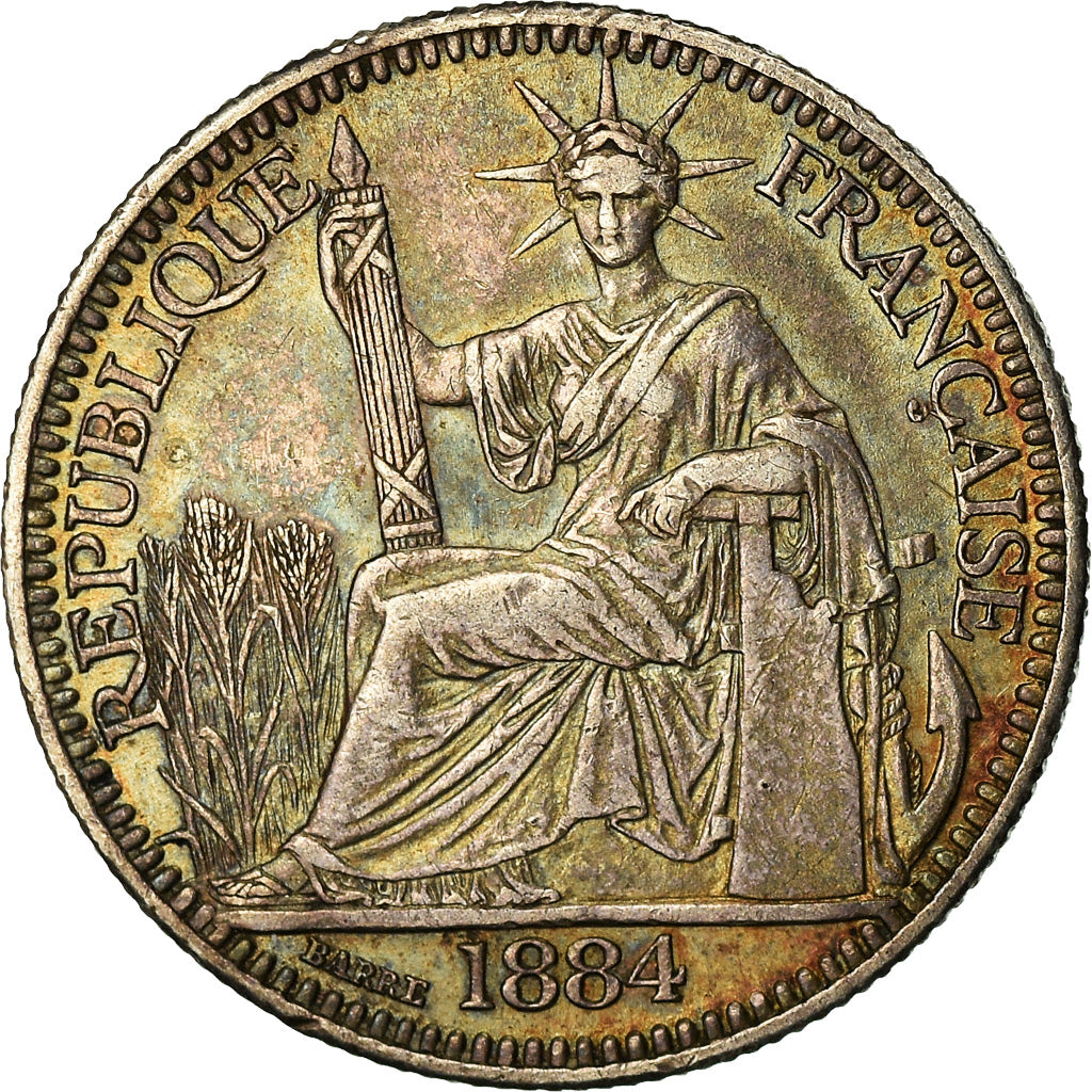 Coin, FRENCH COCHIN CHINA, 10 Cents, 1884, Paris, EF(40-45), Silver, KM:4