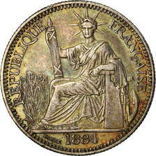Coin, FRENCH COCHIN CHINA, 10 Cents, 1884, Paris, EF(40-45), Silver, KM:4