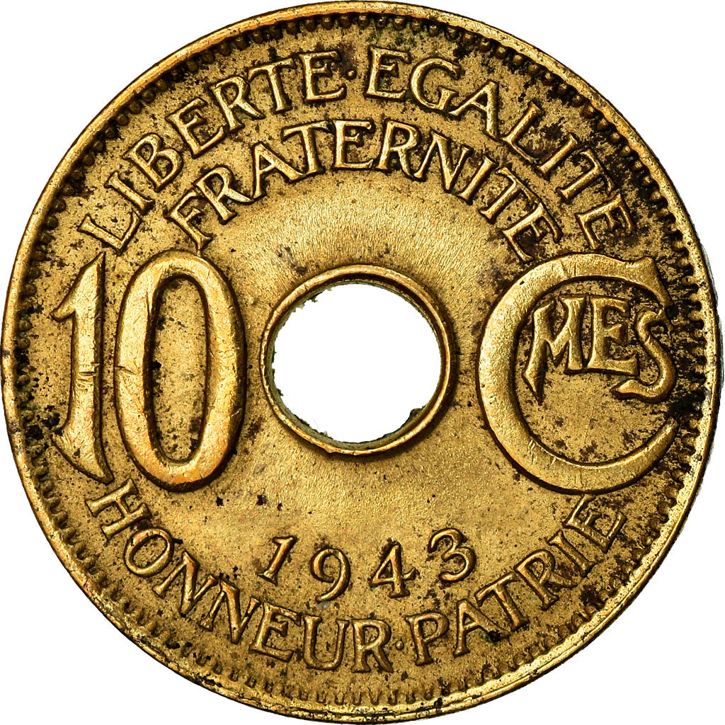 Monnaie, Afrique-Équatoriale française, 10 Centimes, 1943, TTB