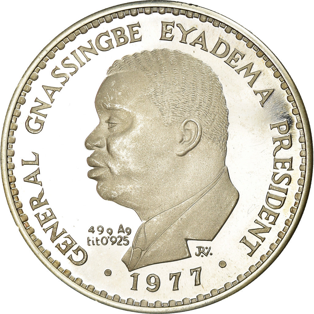 Coin, Togo, Gnassingbe Eyadema, 10000 Francs, 1977, MS(60-62), Silver, KM:9