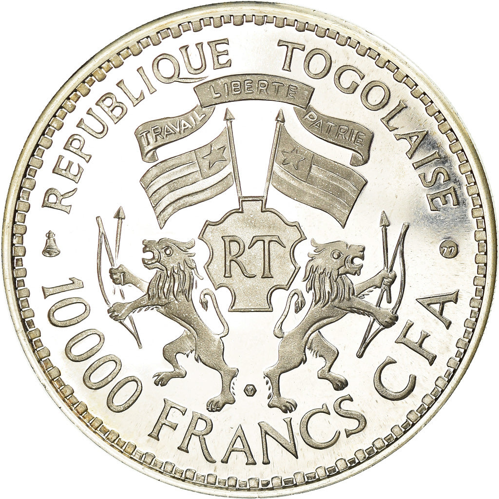 Coin, Togo, Gnassingbe Eyadema, 10000 Francs, 1977, MS(60-62), Silver, KM:9