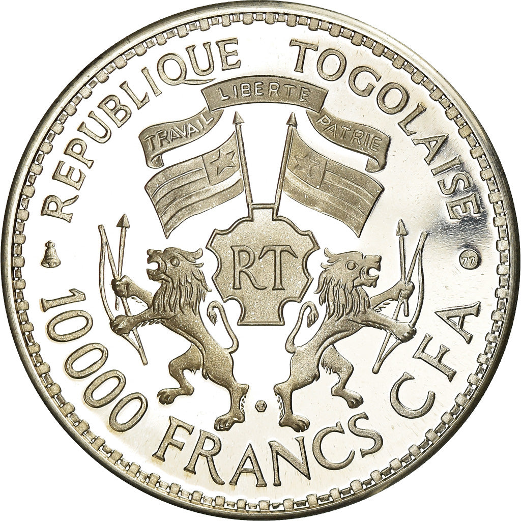 Coin, Togo, Gnassingbe Eyadema, 10000 Francs, 1977, MS(60-62), Silver, KM:9