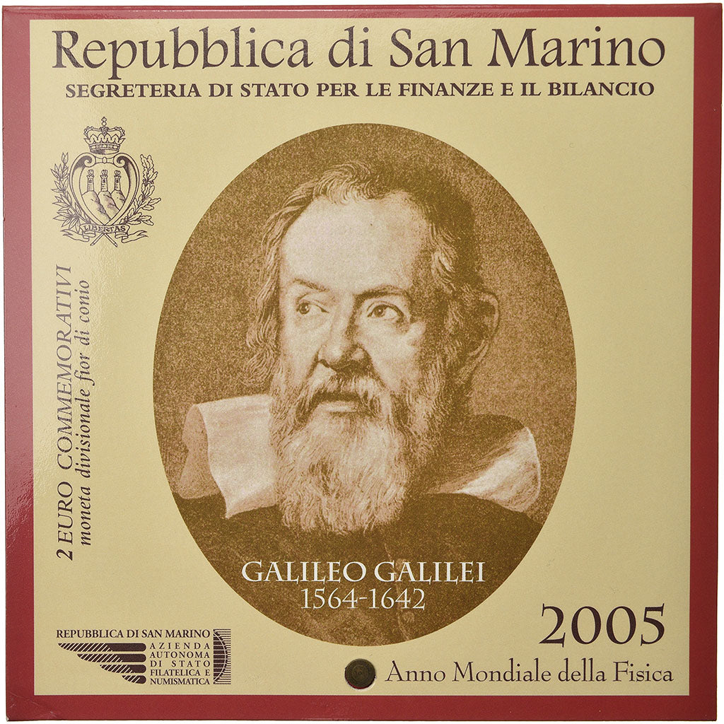 San Marino, 2 Euro, Galileo Galilei, 2005, BU, FDC, Bi-metallico