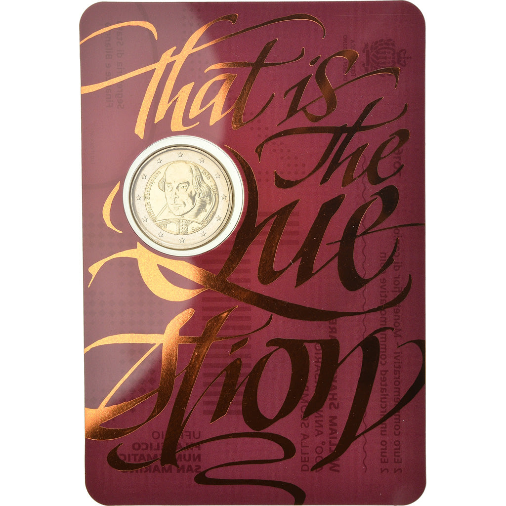 San Marino, 2 Euro, W. Shakespeare, 2016, MS(65-70), Bi-Metallic
