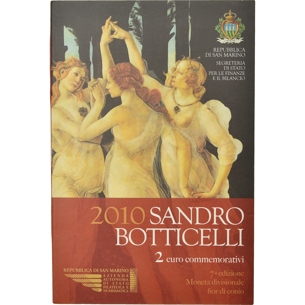San Marino, 2 Euro, Sandro Botticelli, 2010, MS(65-70), Bimetaliczny