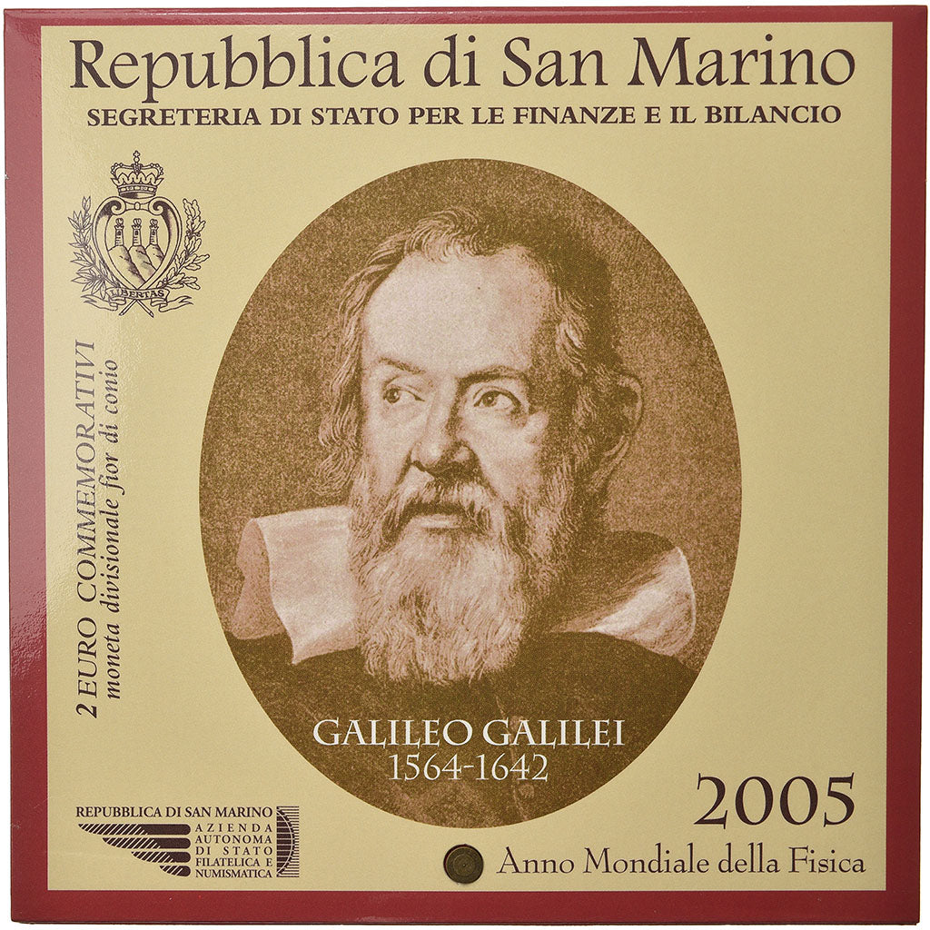 San Marino, 2 Euro, Galileo Galilei, 2005, BU, MS(65-70), Bi-Metallic